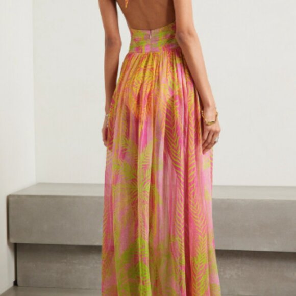 retrofete Zion Gathered Printed Silk-chiffon Halterneck Maxi Dress - Pink - Picture 3 of 6